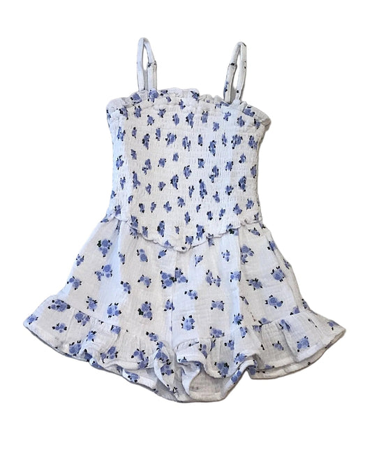Flowers By Zoe ROMPER WHITE BLUE ROSE
