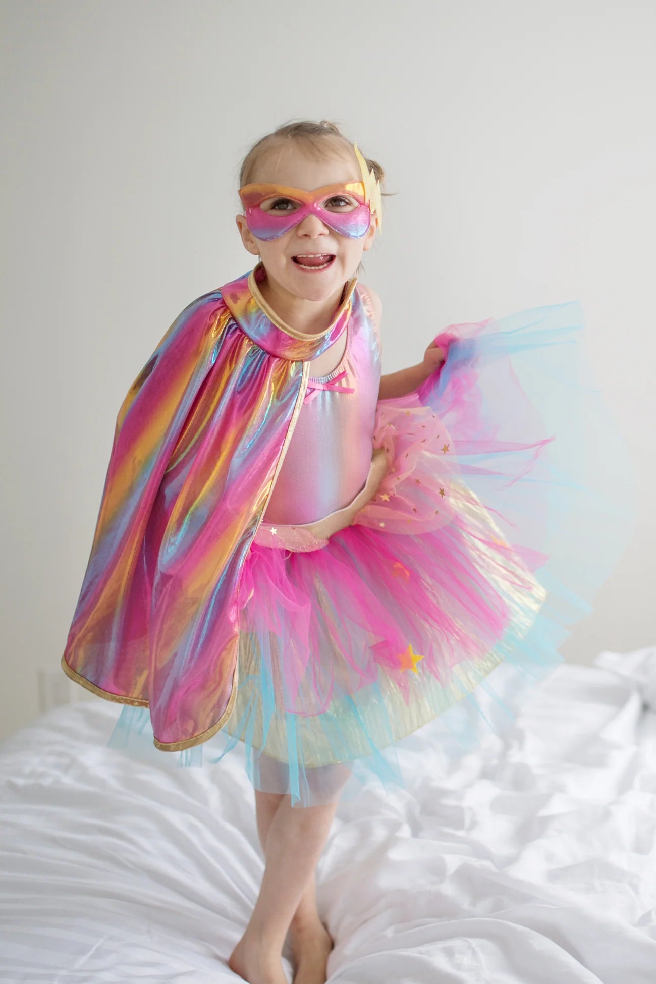 67855 Super-duper Tutu, Cape, & Mask, Pink/Gold, Size 4-6