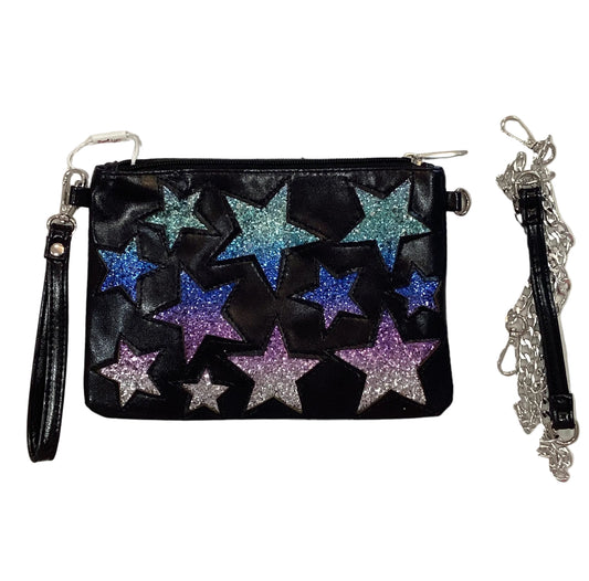 multi glitter star crossbody bag