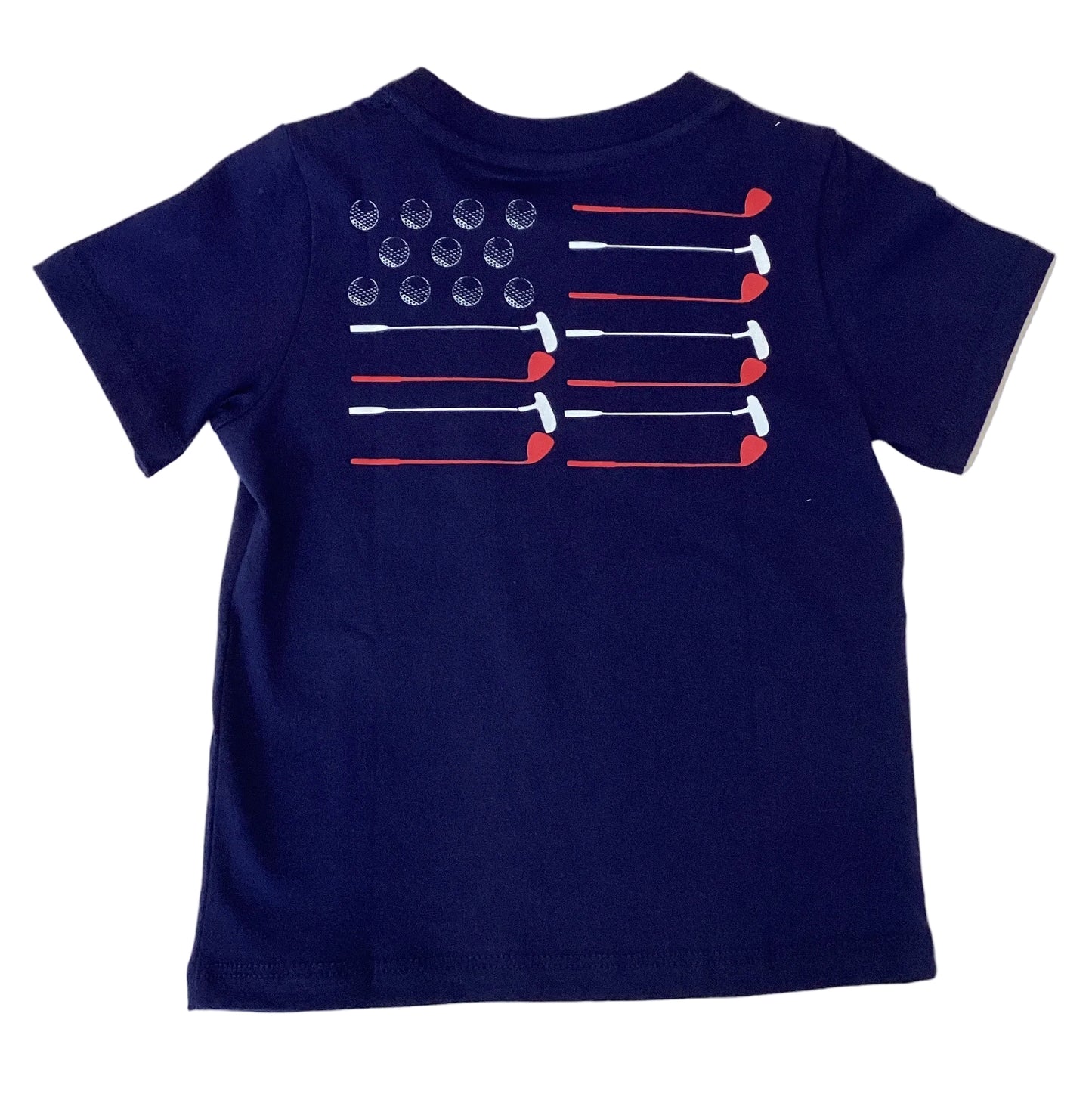 Asher - Solid Navy Golf Flag Graphic Pocket Tee