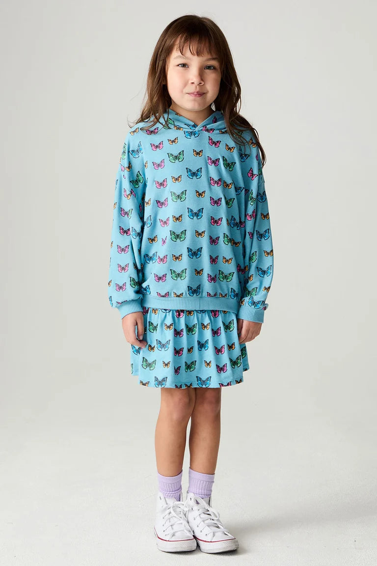 COZY KNIT HOODIE + VINTAGE JERSEY PEPLUM SKORT, WIND CHASER - FLUTTER POP