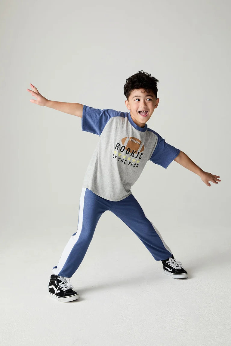 VINTAGE JERSEY RAGLAN BOYS T-SHIRT, HEATHER GREY CHASER - ROOKIE