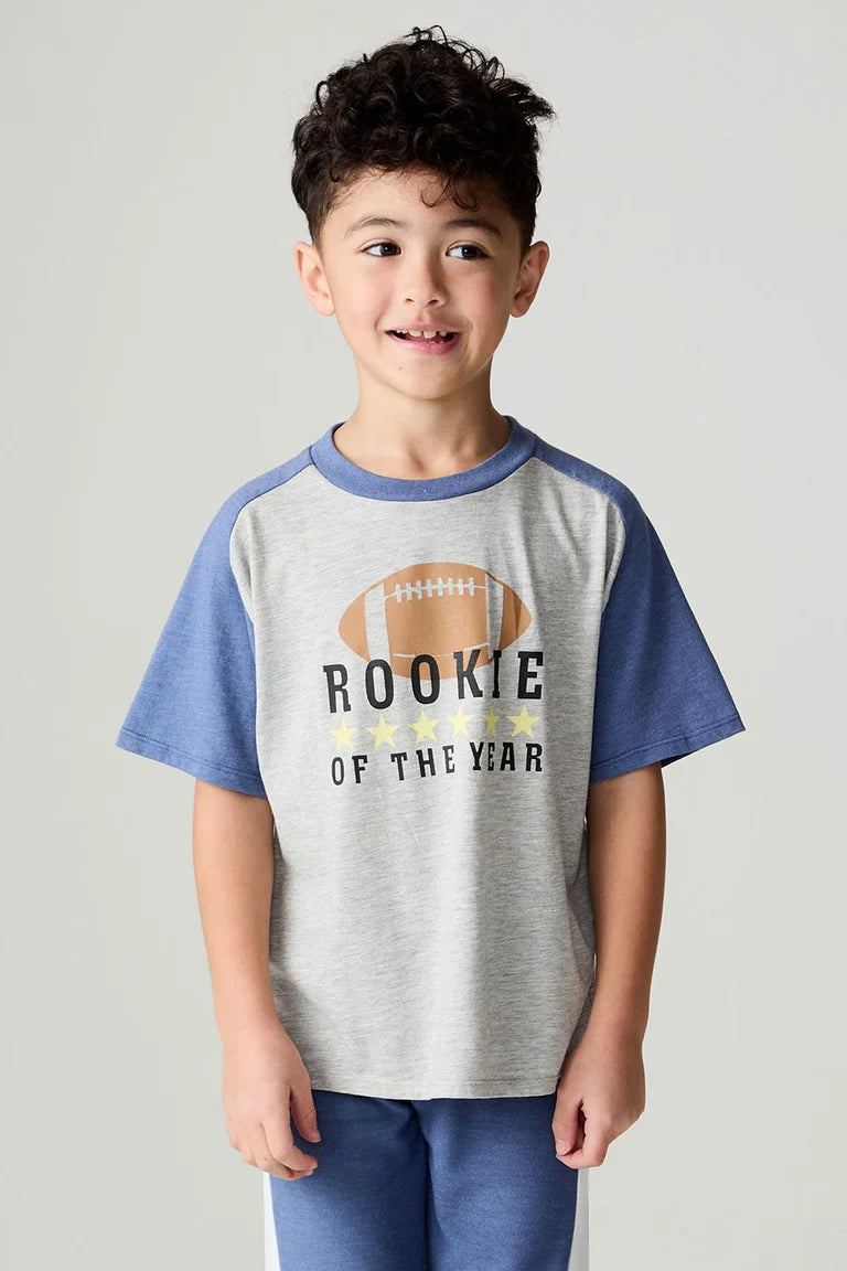 VINTAGE JERSEY RAGLAN BOYS T-SHIRT, HEATHER GREY CHASER - ROOKIE
