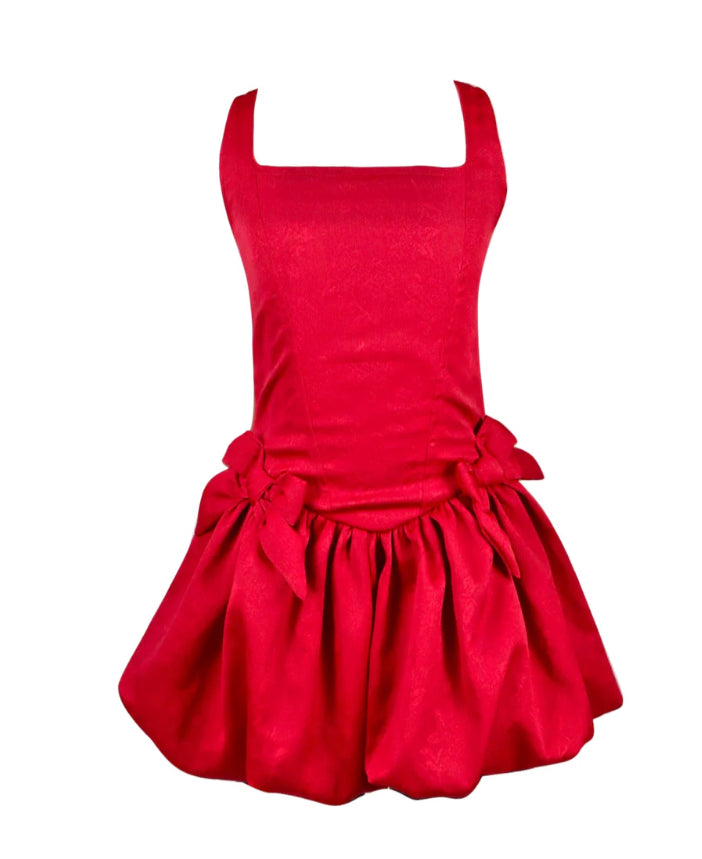 FLOWERSY BY ZOE RED FLOWER EMBOSE DRESS