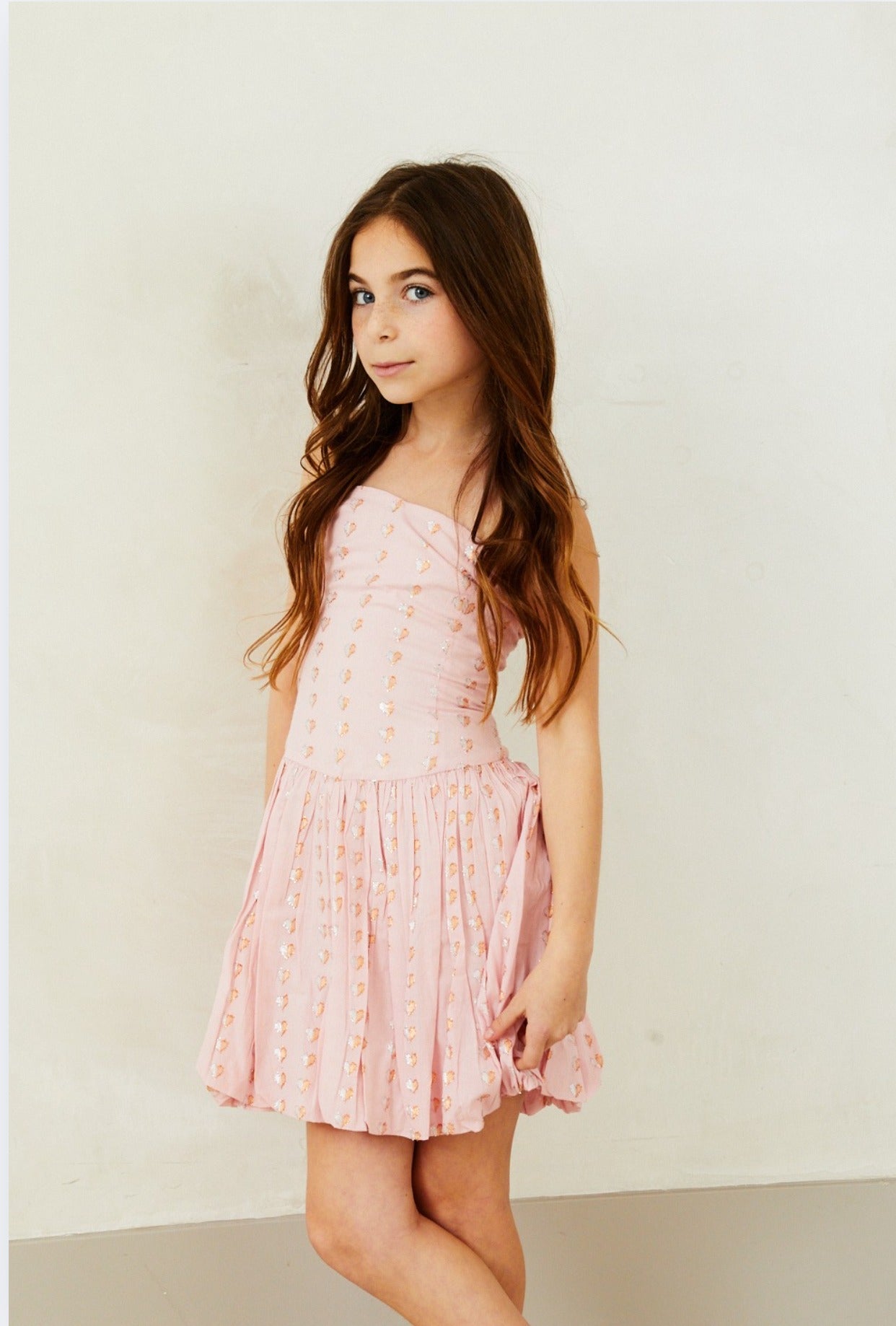 Daniela Lurex Heart Bubble  Dress Pink -