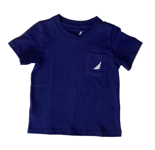 Asher - Solid Navy Golf Flag Graphic Pocket Tee