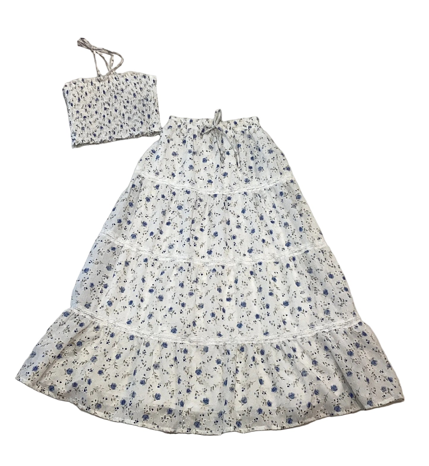 Flowers by Zoe Top and Skirt Multy Blue Eyelet