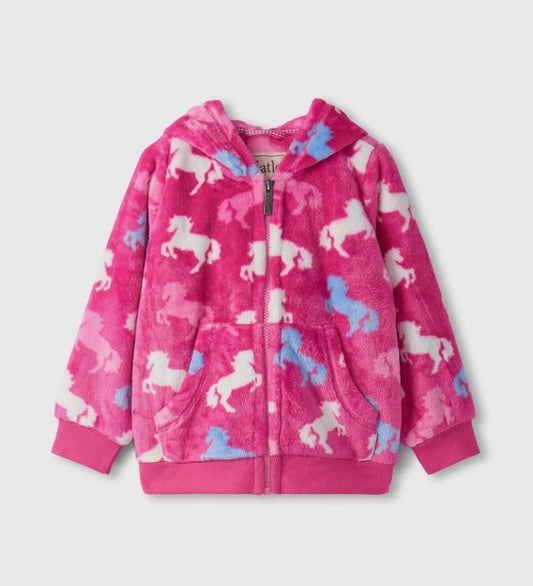 BEAUTIFUL HORSES FLEECE ZIP UP HOODIE