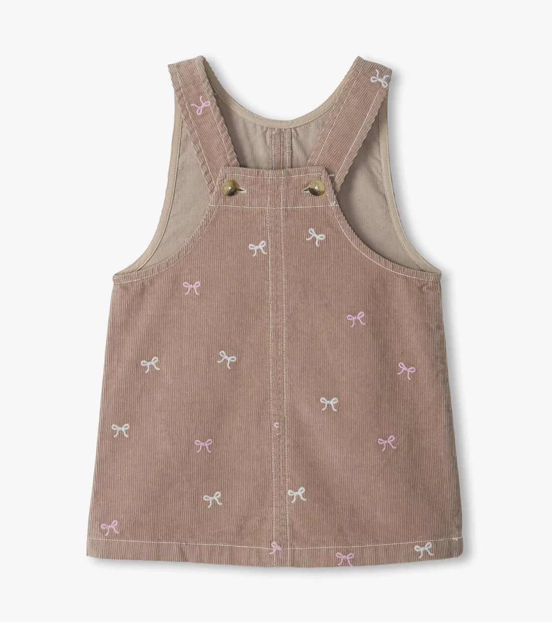 Bow Embroidered Fine Whale Cord Pinafore