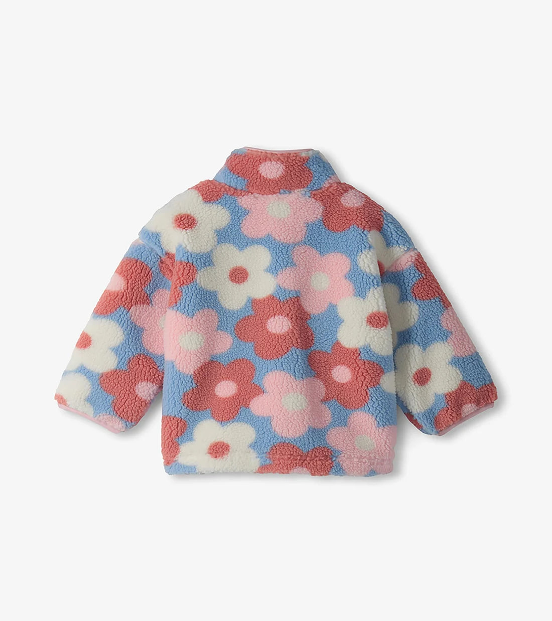 Big Flowers Mock Neck Faux Sherpa Jacket