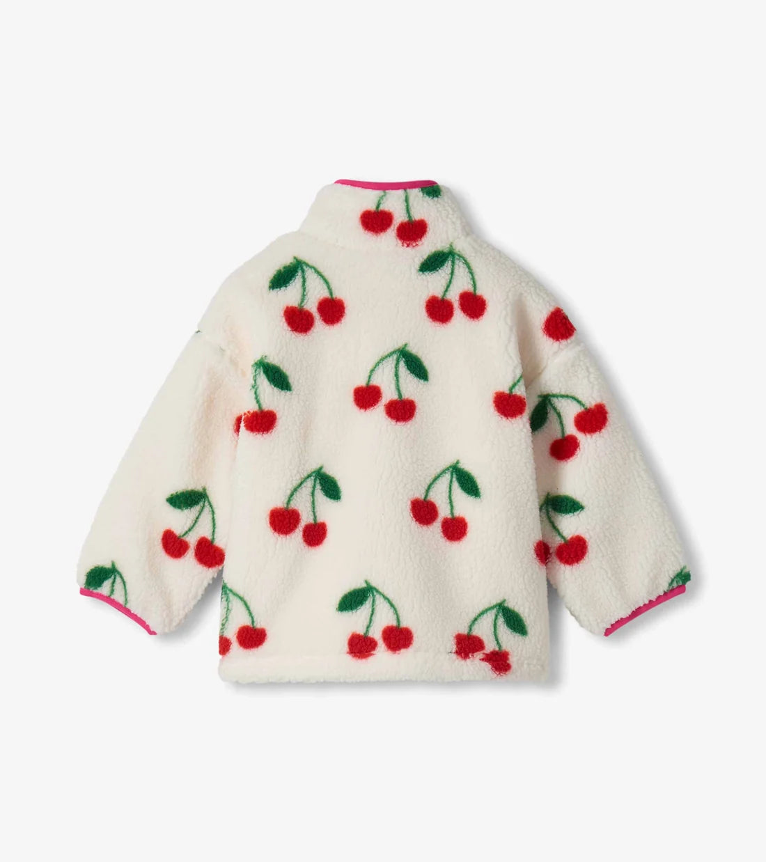 Cherries Mock Neck Faux Sherpa Jacket