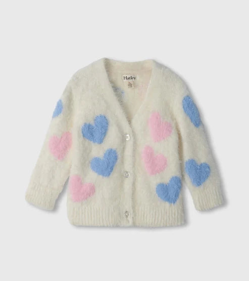 Jumbo Hearts Fuzzy Cardigan