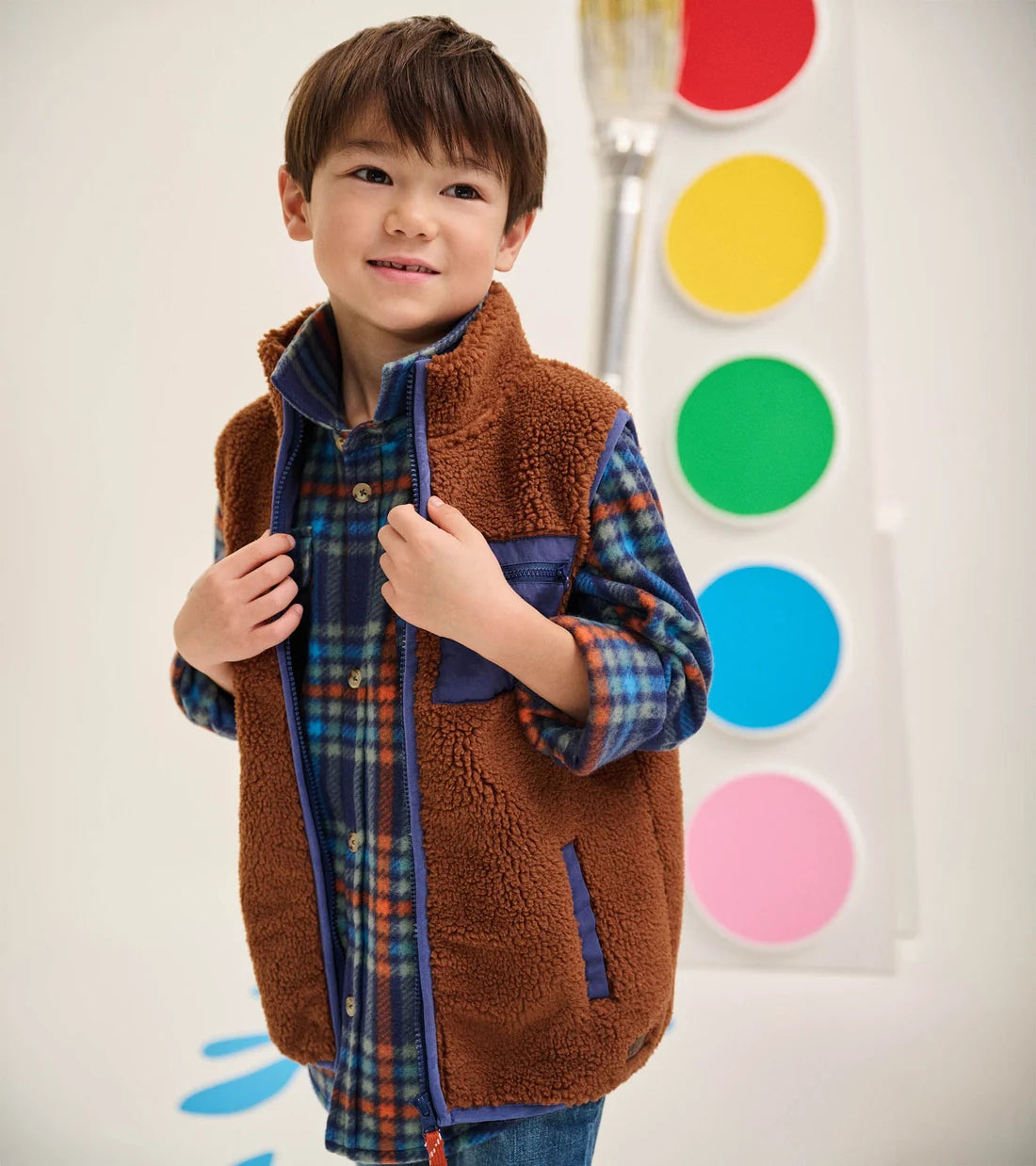 Boys Varsity Plaid Fleece Button Down Shirt