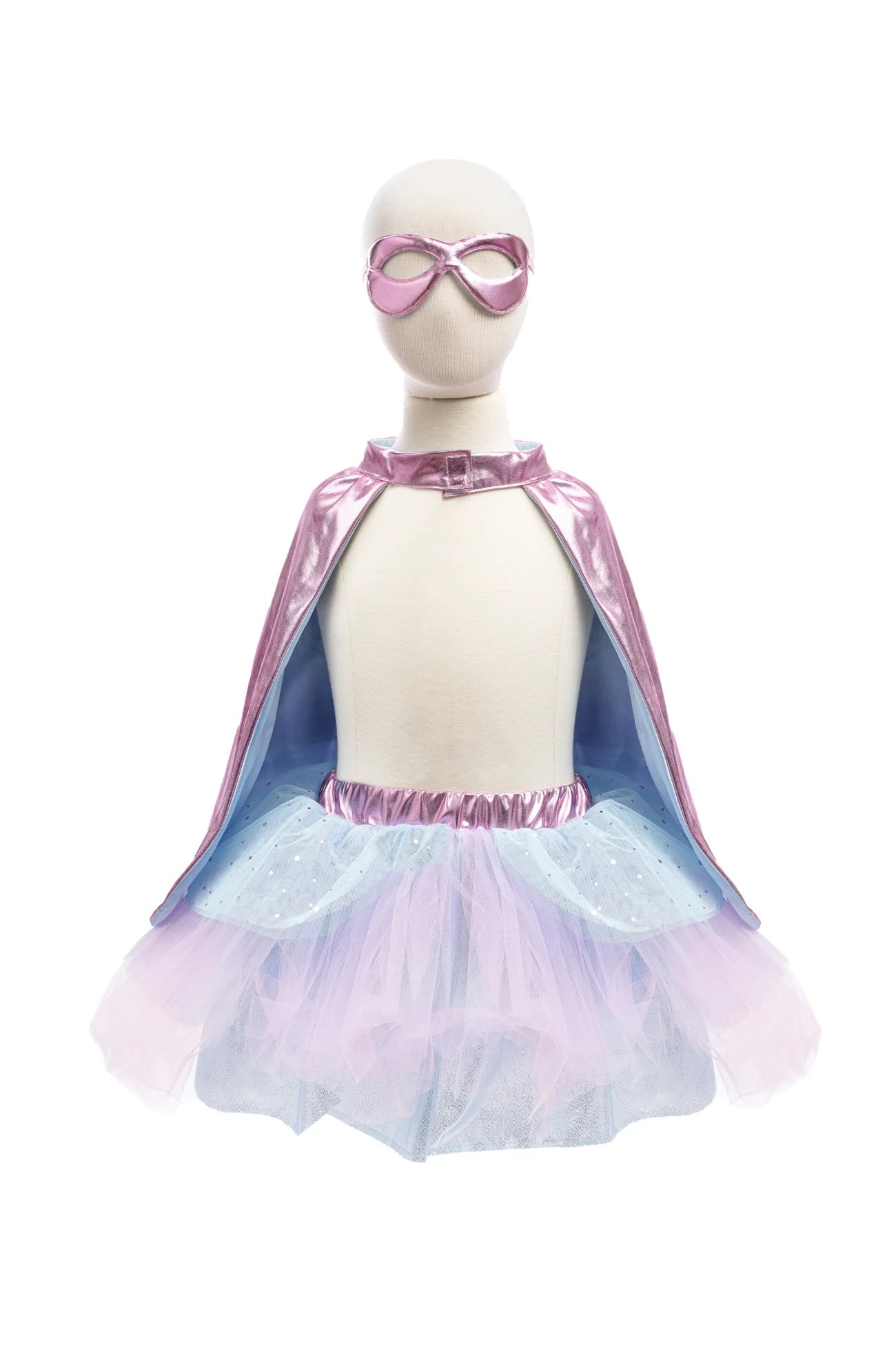 67825 Super-duper Tutu, Cape, & Mask, Pink/Light Blue, Size 4-6
