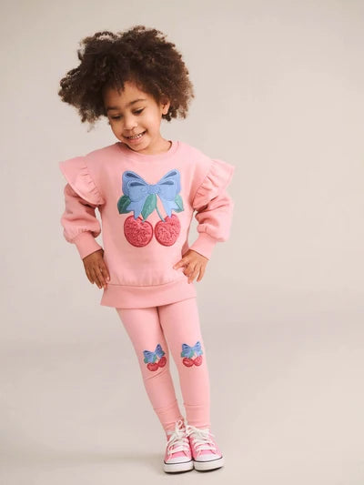 CHERRY BOW SWEATSHIRT AND LEGGING SET