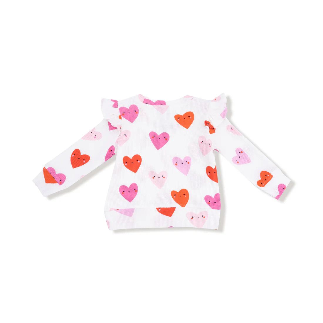Happy Hearts - Ruffle Sleeve Waffle Top