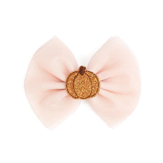 Pumpkin Tulle Bow Clip
