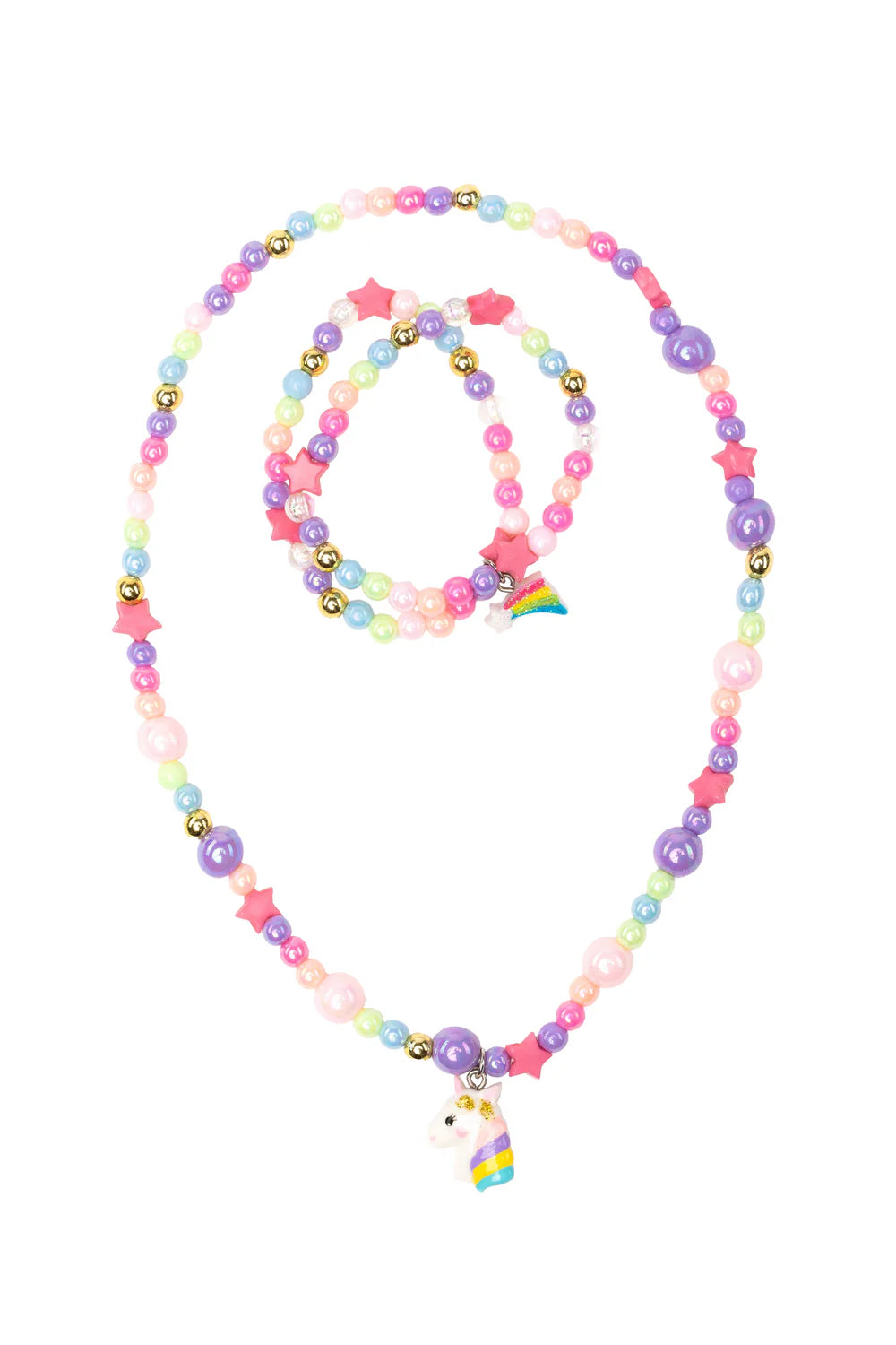 86133 Cheerful Starry Unicorn Necklace & Bracelet Set, 2 pc