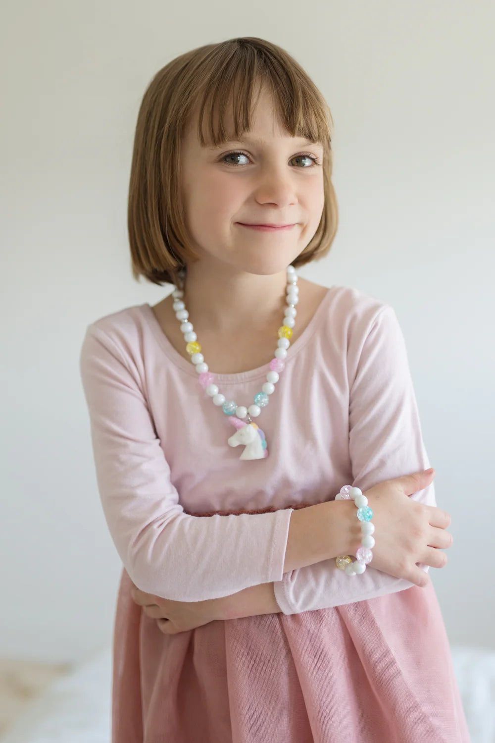 86125 White Unicorn Necklace & Bracelet Set