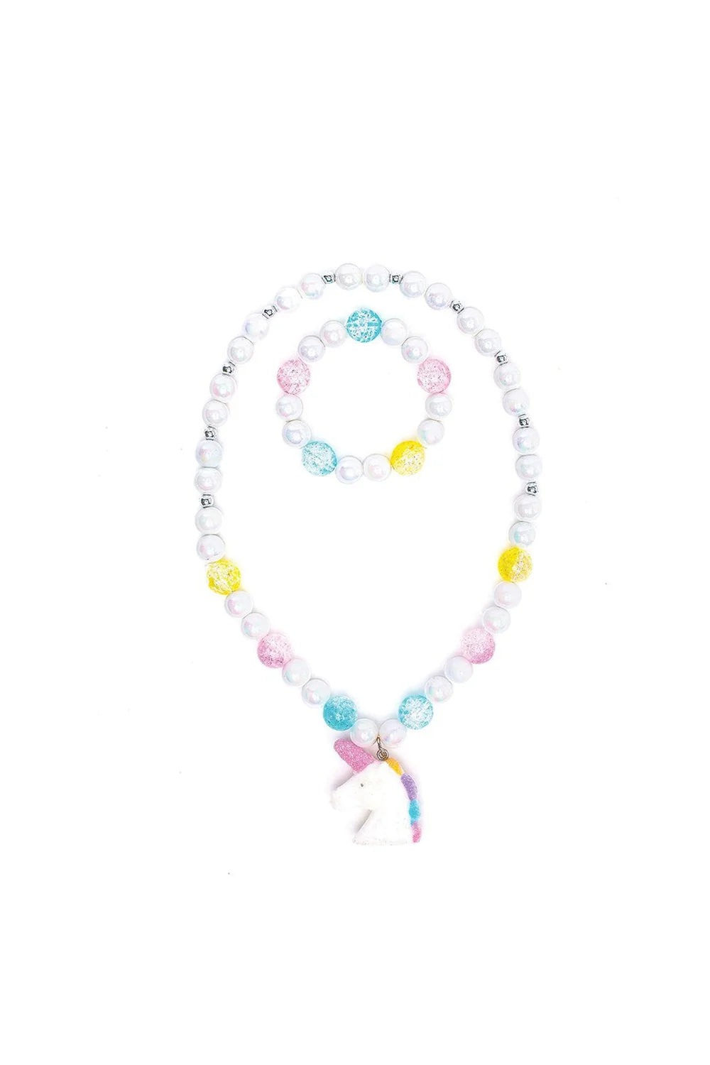 86125 White Unicorn Necklace & Bracelet Set