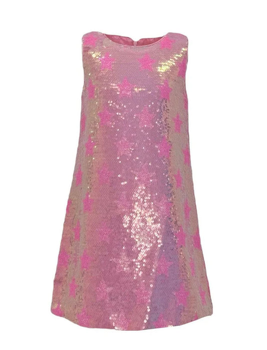 Pink Stars Sequin Dress