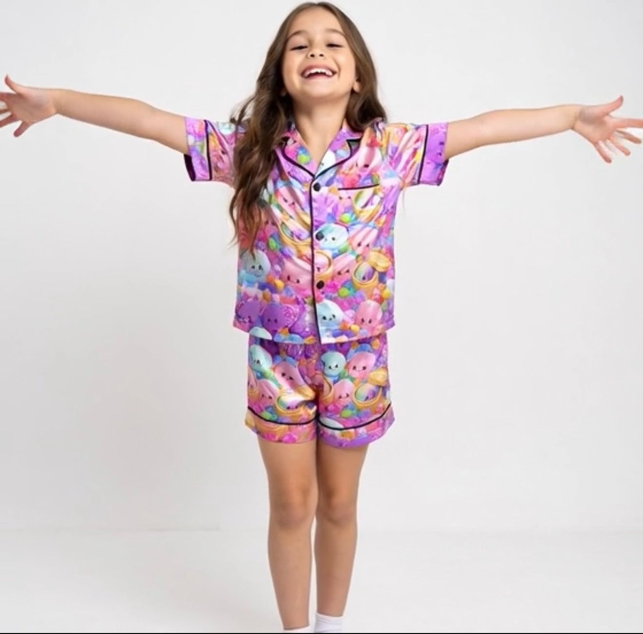 Dumplings Print Satin PJ Set