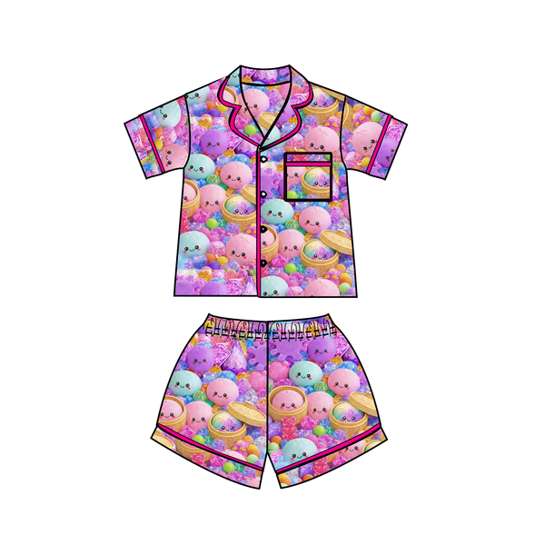 Dumplings Print Satin PJ Set