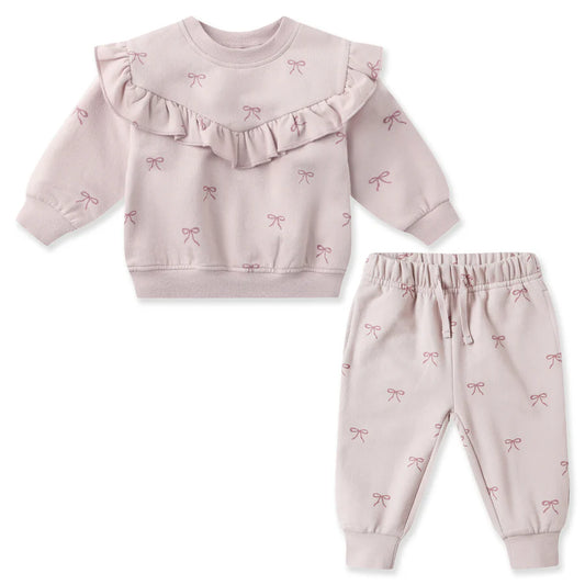 Ruffle Fleece Sweatshirt and Sweatpant|| Bows