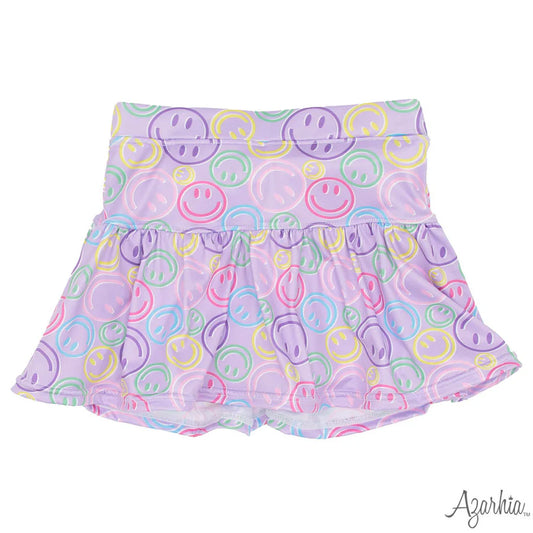 Lavender Smiley Gathered Skort