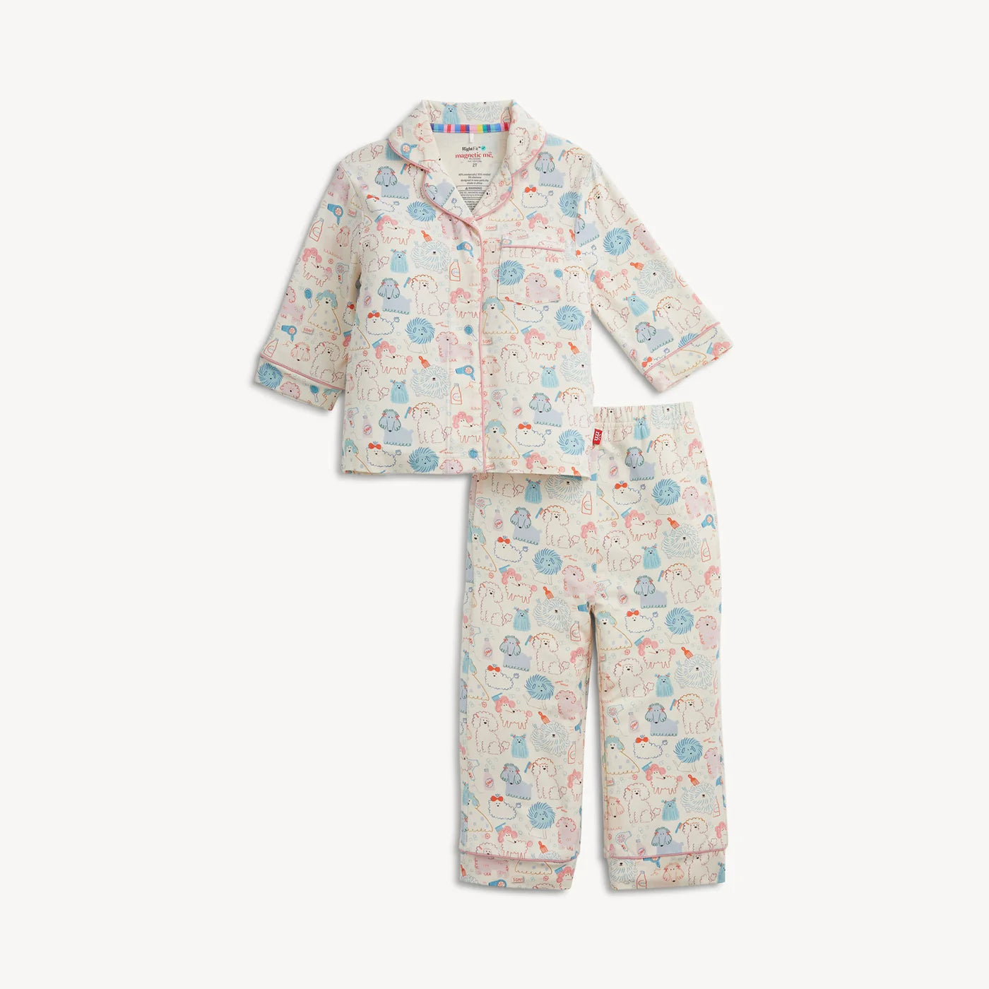 POODLE PAWLOR RF L/S PJ SET W PIPING
