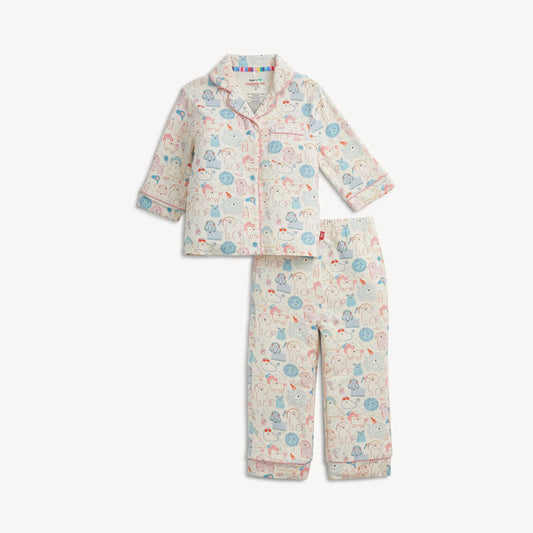 POODLE PAWLOR RF L/S PJ SET W PIPING