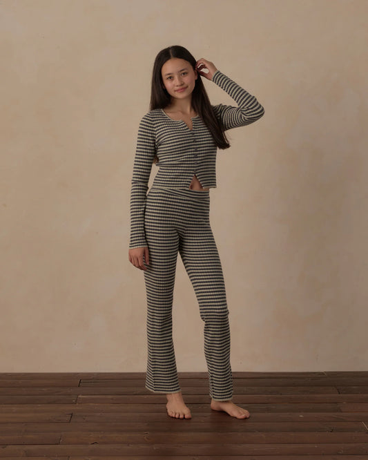Long Sleeve Knit Tee + Pant Set Midnight Stripe