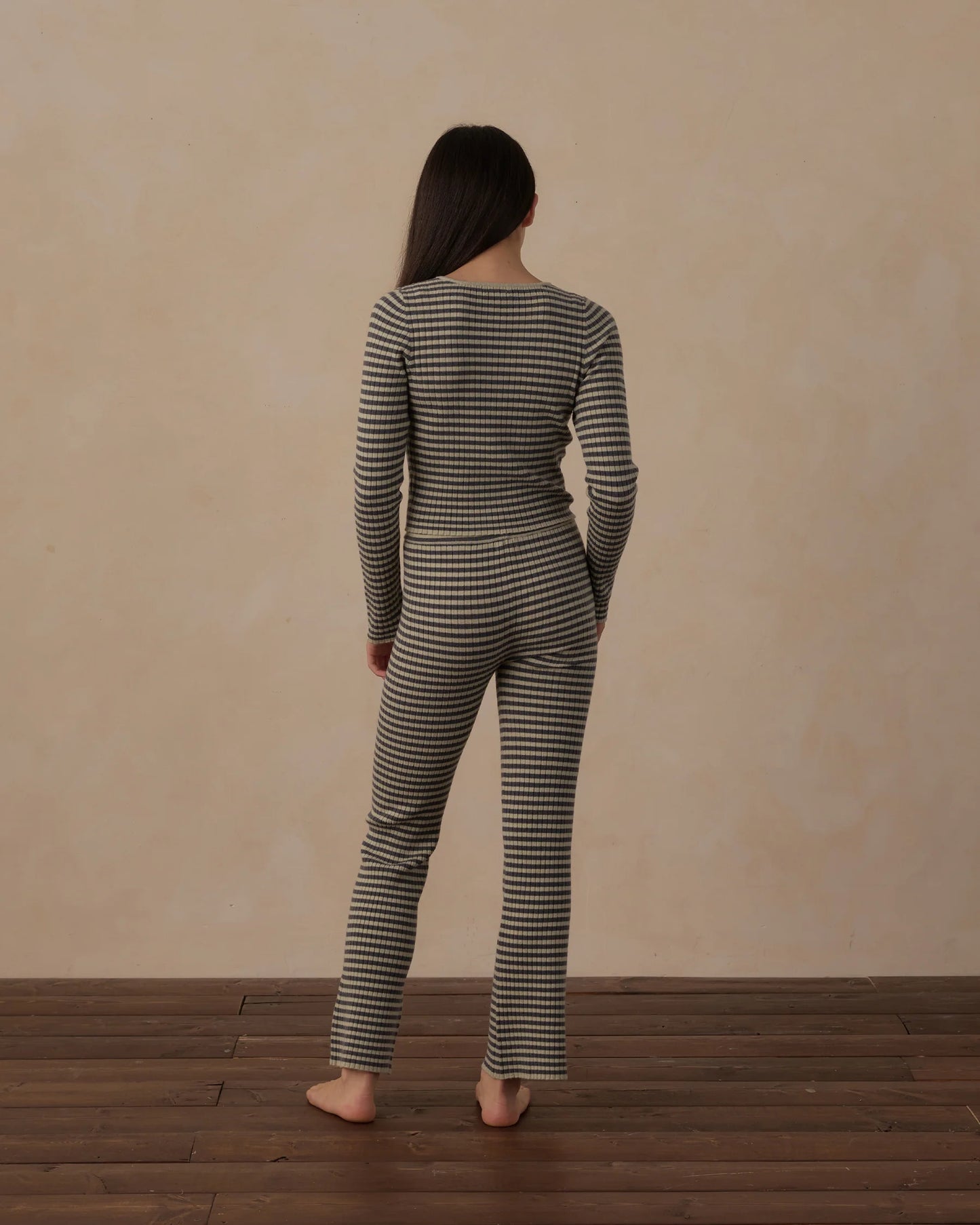 Long Sleeve Knit Tee + Pant Set Midnight Stripe