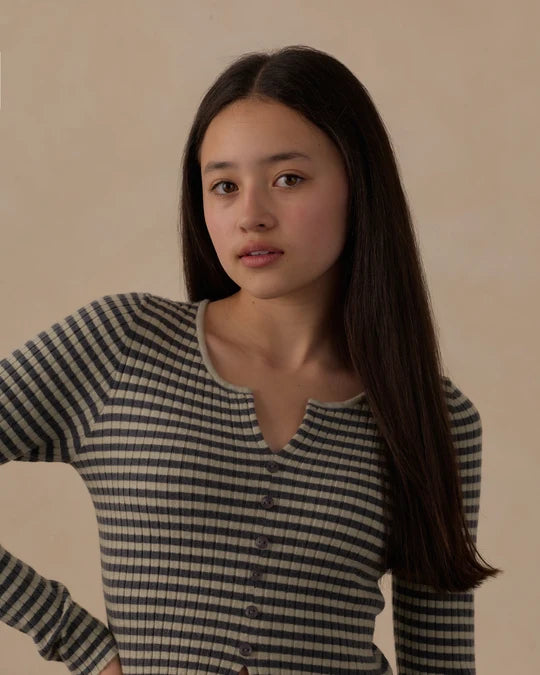 Long Sleeve Knit Tee + Pant Set Midnight Stripe