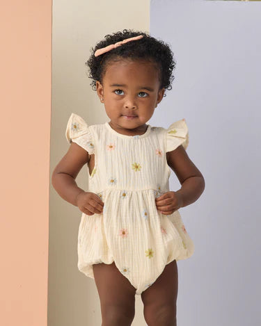 Amelia Romper || Embroidered Daisies
