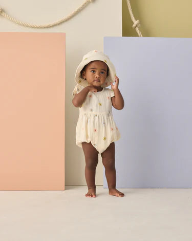 Amelia Romper || Embroidered Daisies