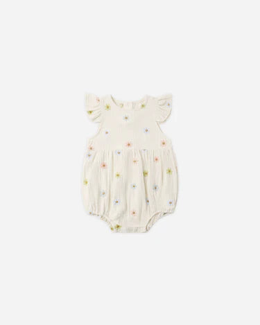 Amelia Romper || Embroidered Daisies