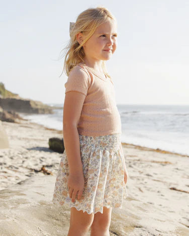 Smocked V Mini Skirt || Bloom
