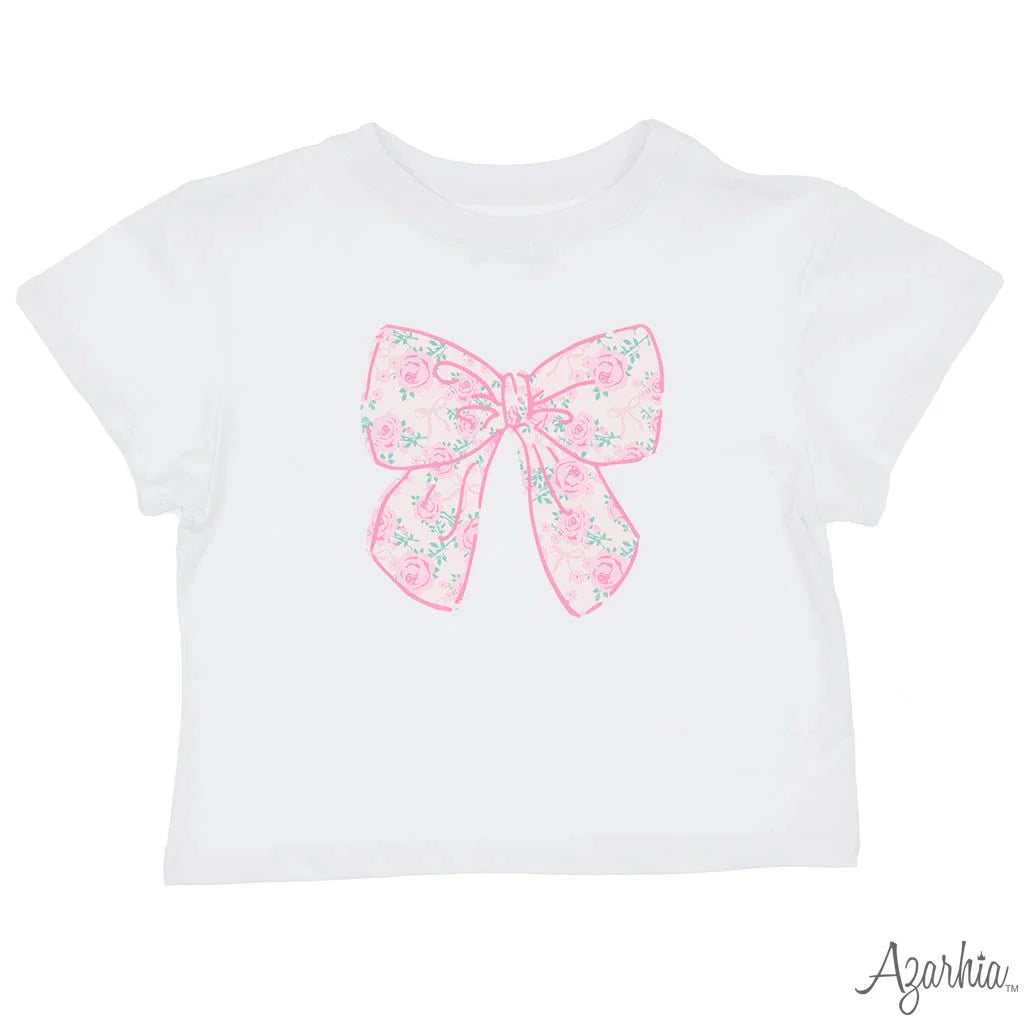Big Bow in Rosie Print on white Boxy