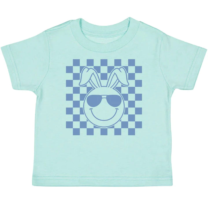 Easter Bunny Smiley Short Sleeve T-Shirt - Aqua