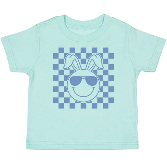 Easter Bunny Smiley Short Sleeve T-Shirt - Aqua