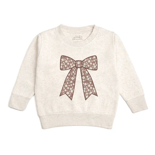 Mocha Floral Bow Patch Sweatshirt
