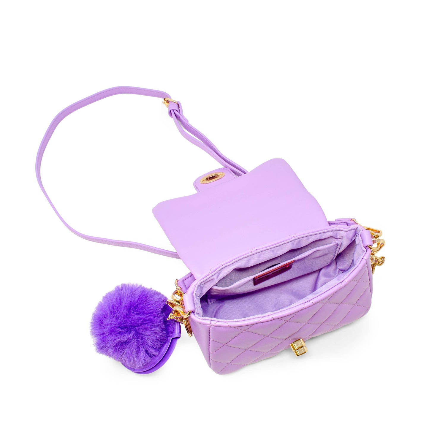 Quilted Puff Flap w/ Mirror Pom Pom