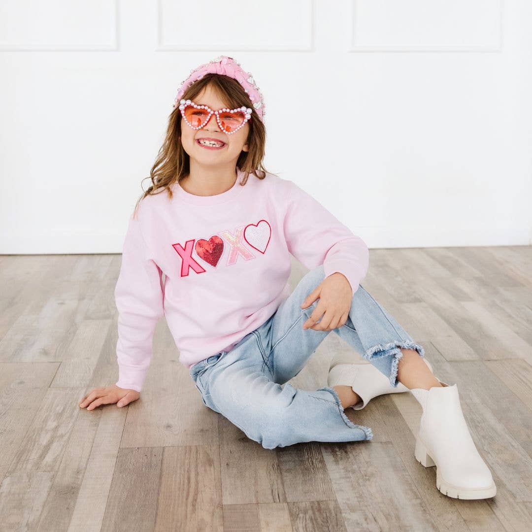 XOXO Sequin Patch Valentine's Day Sweatshirt - Kids Clothing