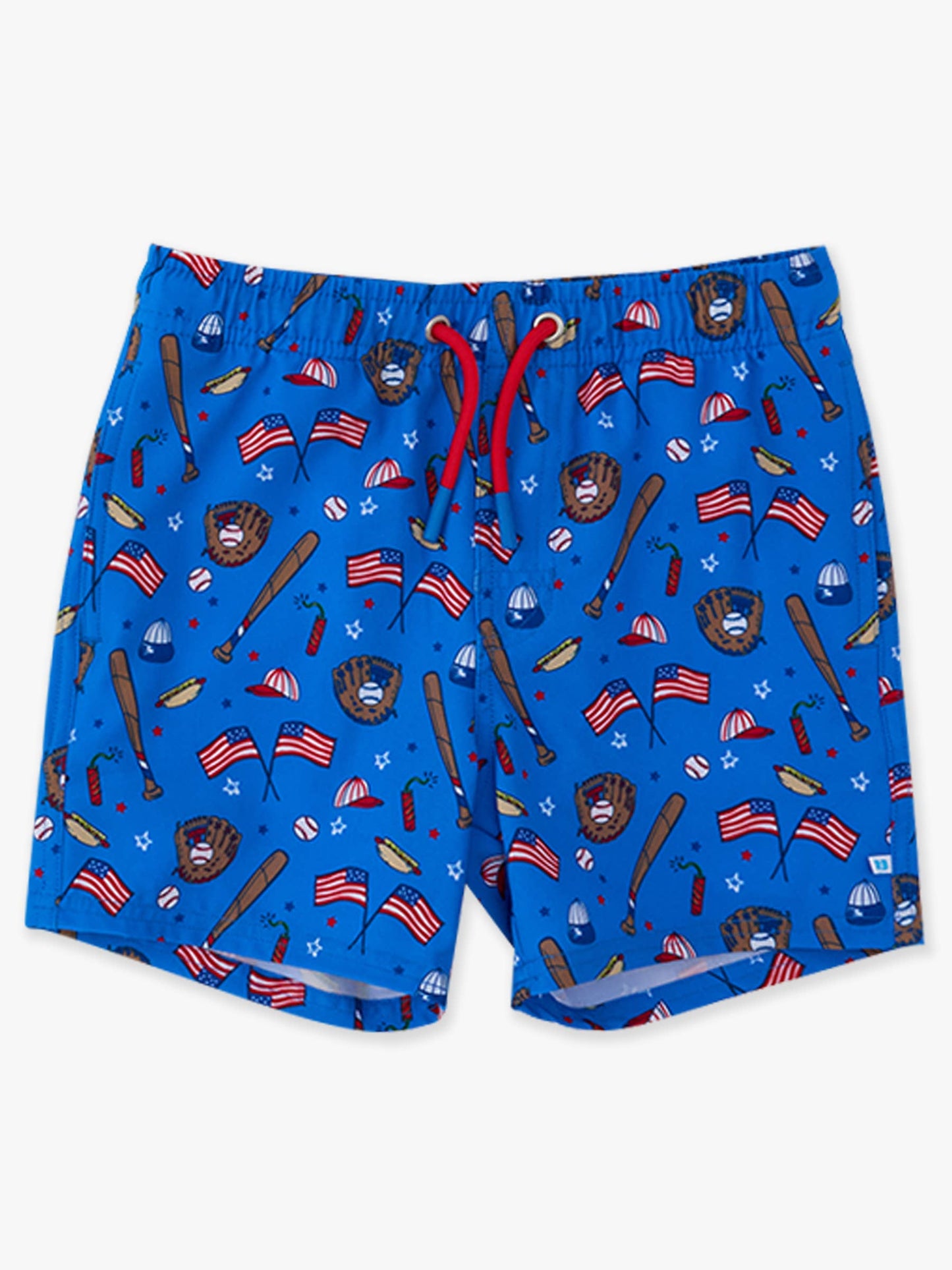 Boys Blue Stars & Strikes Baseball Performance Hybrid Swim Trunks