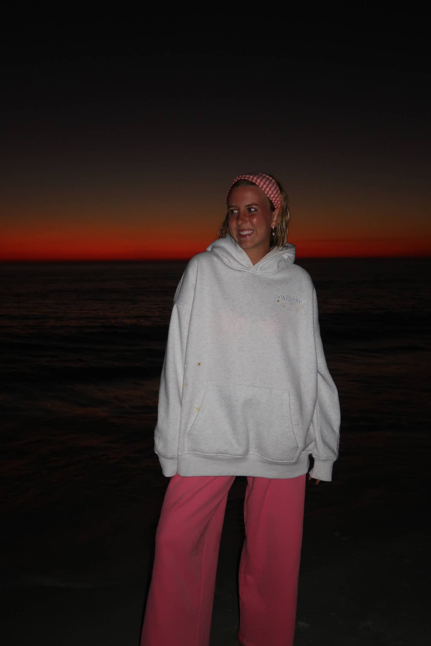 Pearl Grey Star Van Embroider Hoodie: Pearl Grey / Medium
