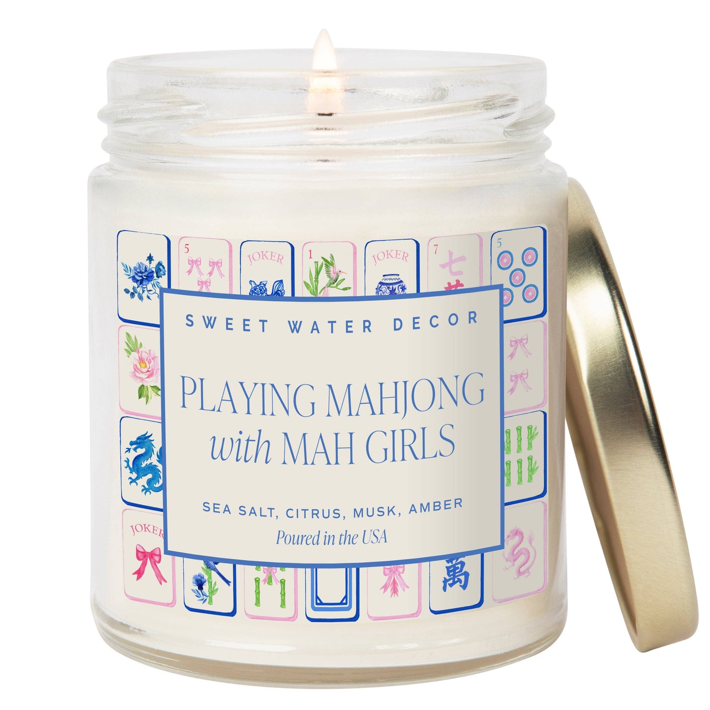 Playing Mahjong with Mah Girls 9 oz Soy Candle - Gifts