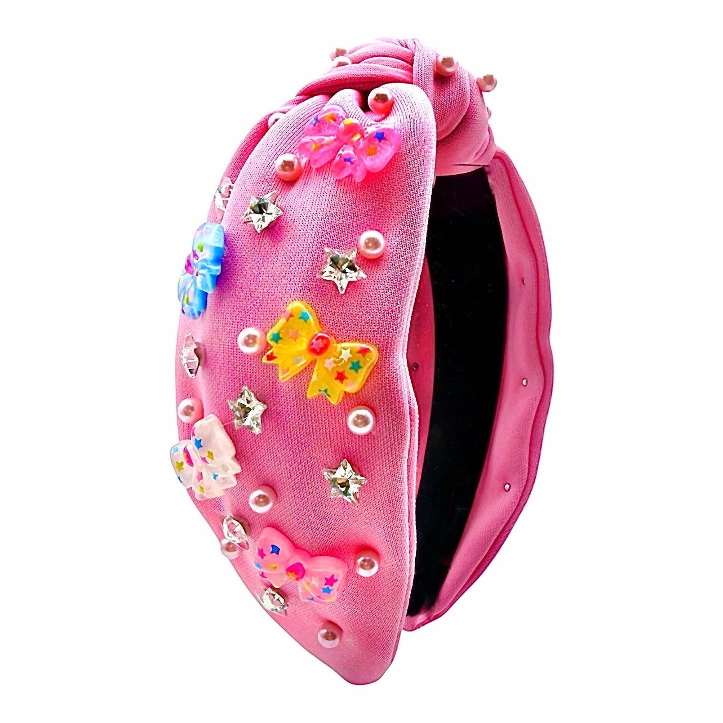 Bitty Bows Resin Sparkle Rhinestone Pink Knot Girls Headband