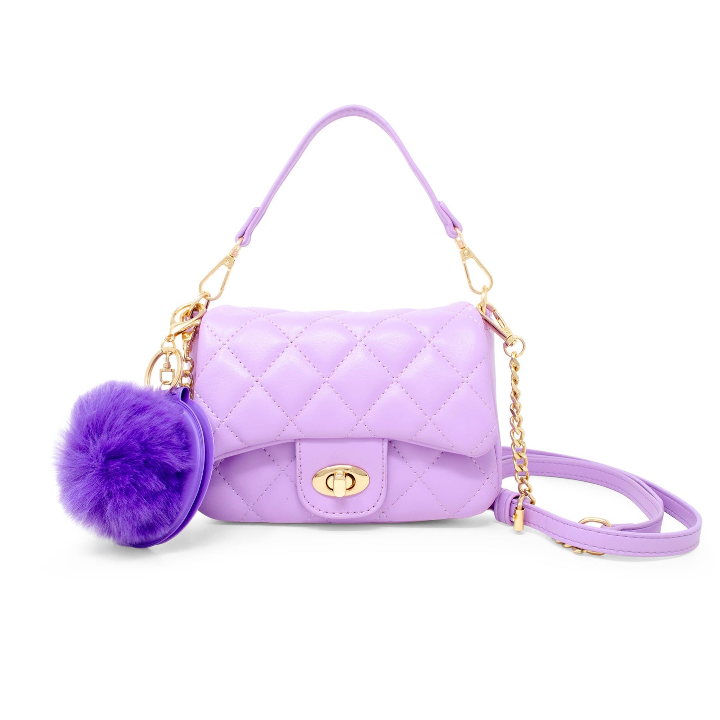 Quilted Puff Flap w/ Mirror Pom Pom