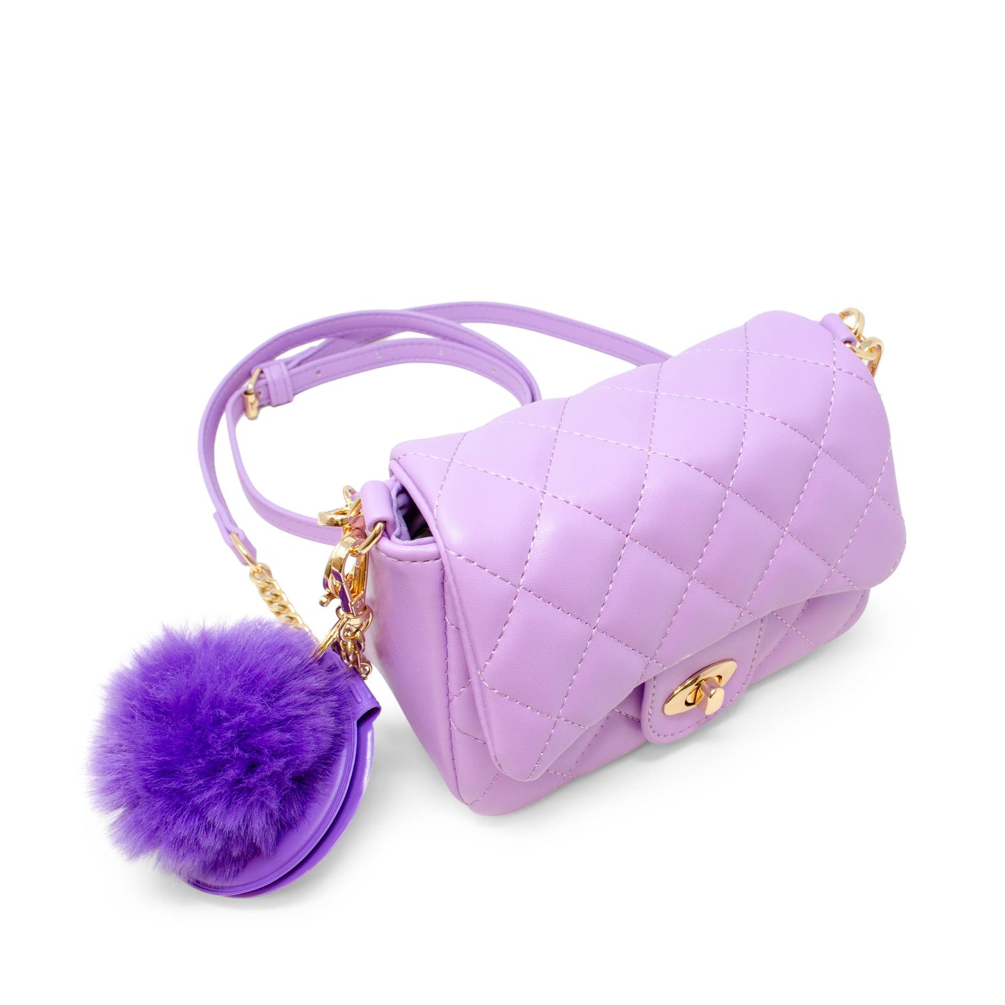 Quilted Puff Flap w/ Mirror Pom Pom